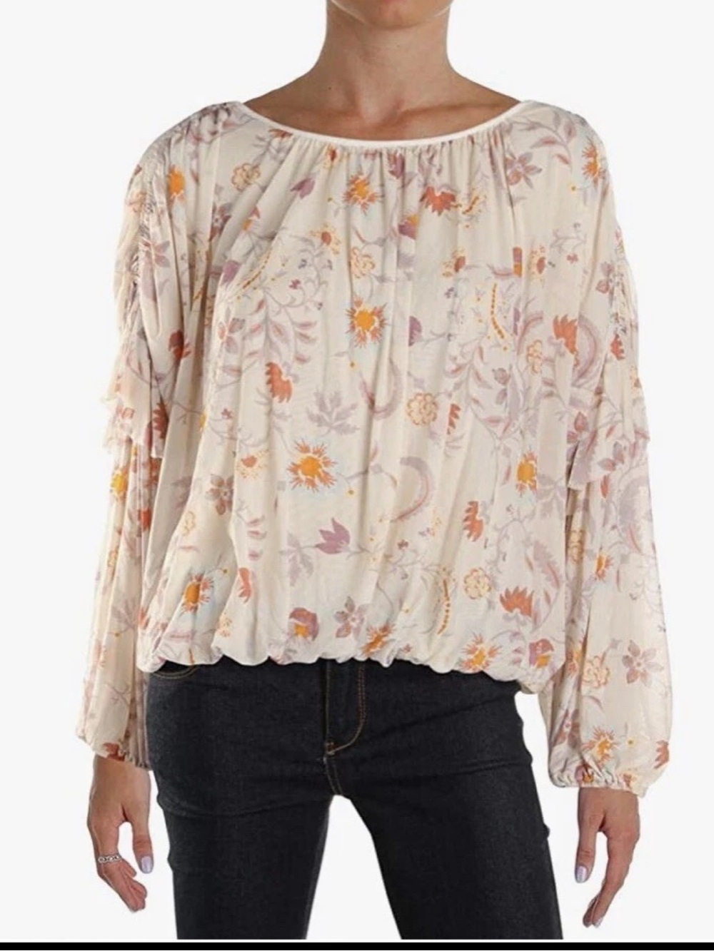 Free People Wildflower Honey Print Top, Size M. Excellent Condition